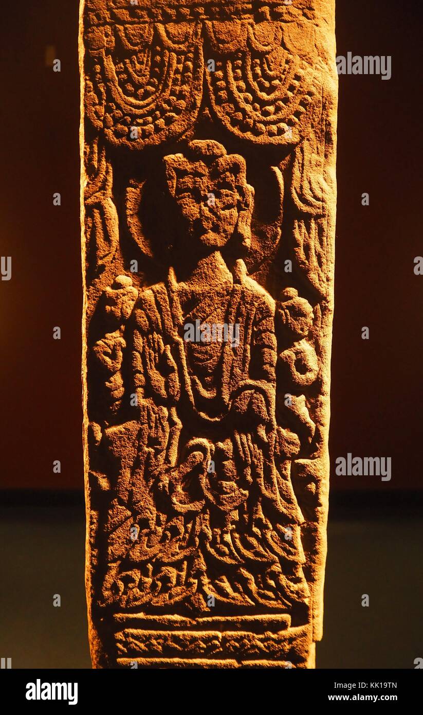 Alte buddhistische Stein Skulptur in das Shanghai Museum, China Stockfoto