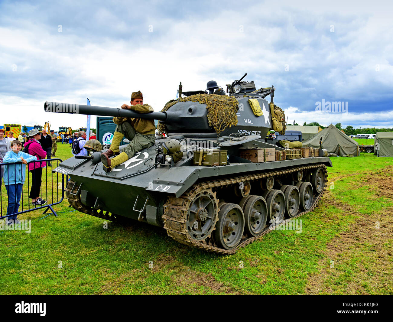 M24 Chaffee WWII amerikanischer leichter Panzer in Northumberland Stockfoto