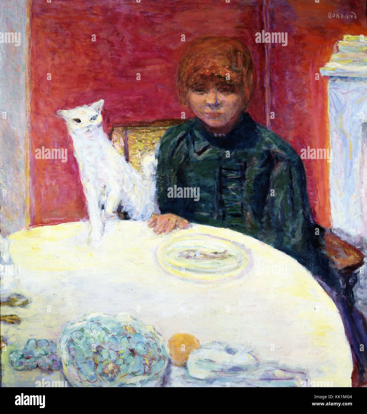 Pierre Bonnard - Frau mit Katze Stockfoto