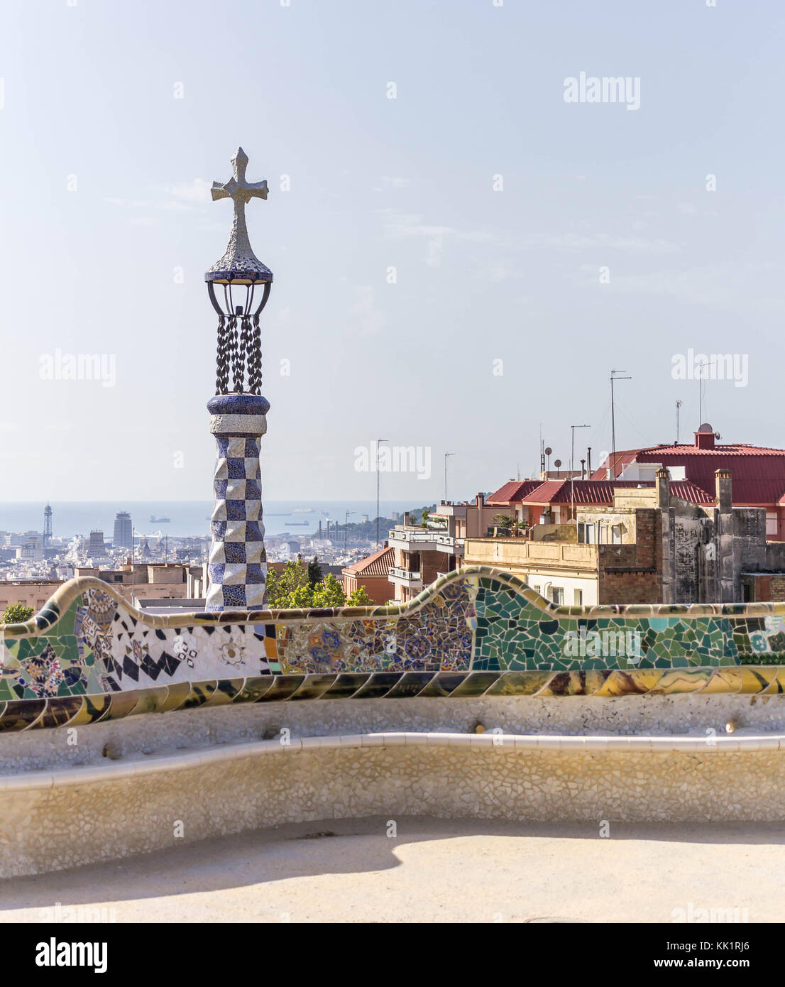 Blick auf den Park Güell in Barcelona, Spanien Stockfoto
