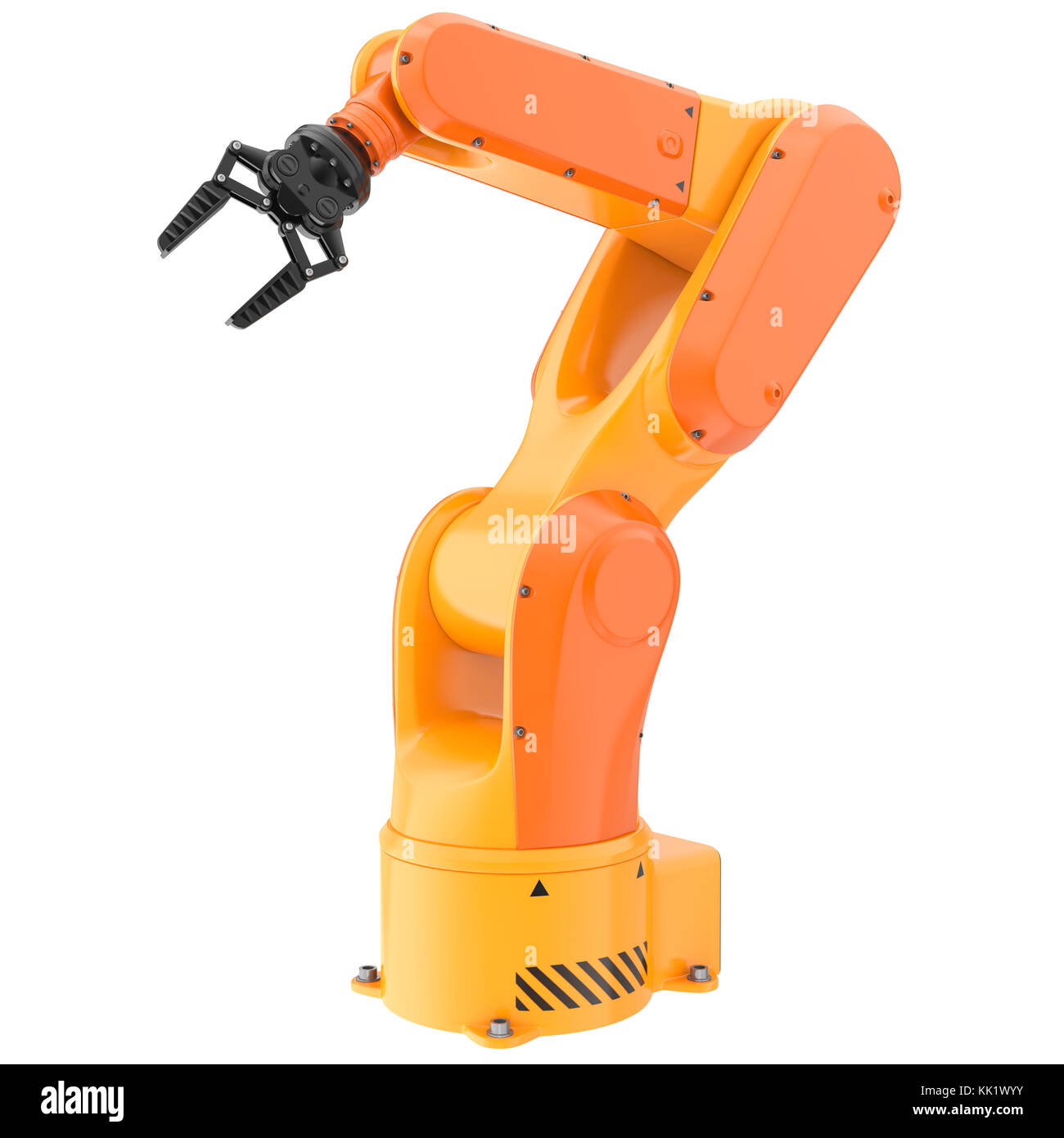 Industrial robot Arm auf Weiß isoliert. 3D-Darstellung Stockfoto