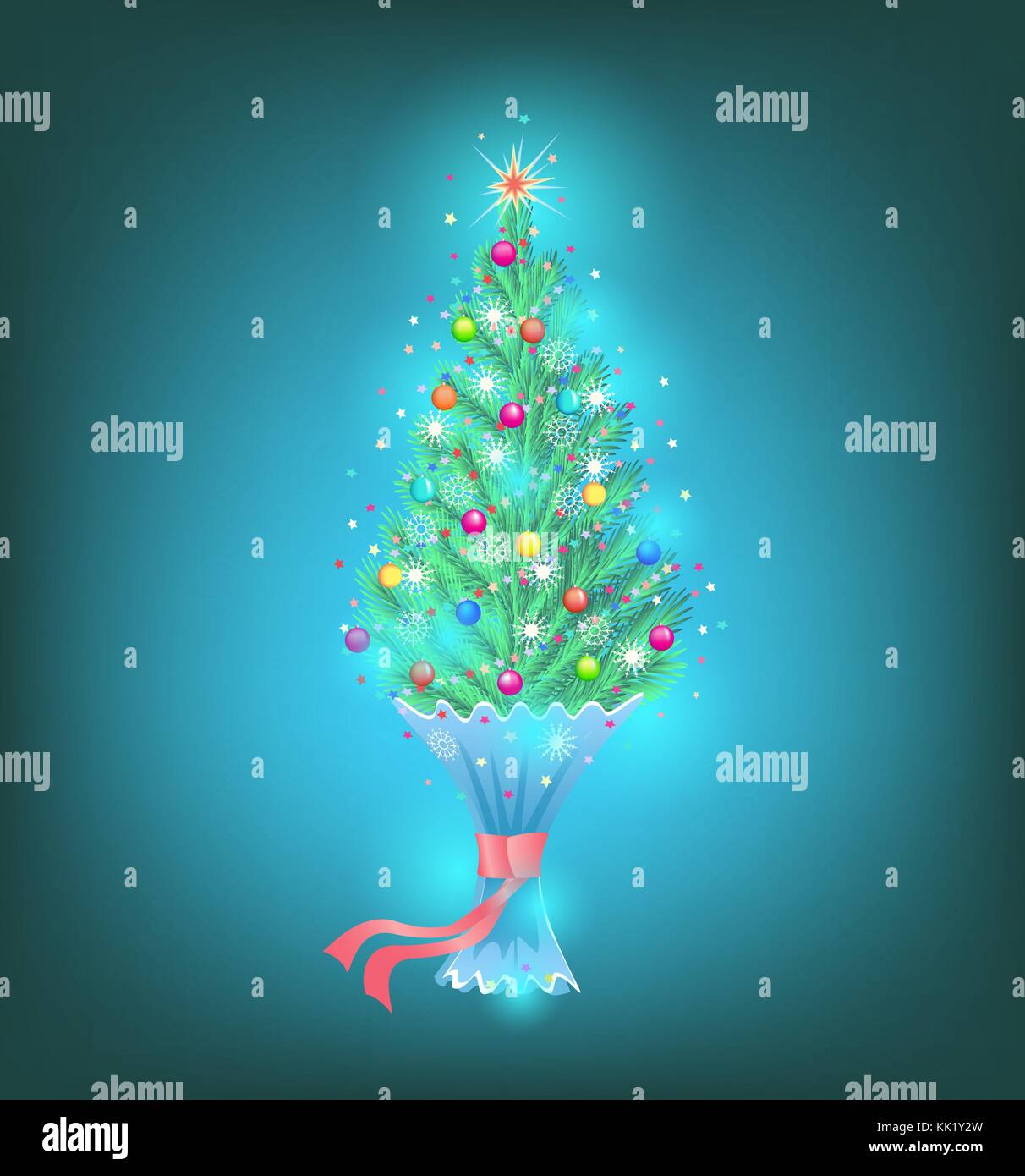 Kleine Tanne als Geschenk. Stock Vektor