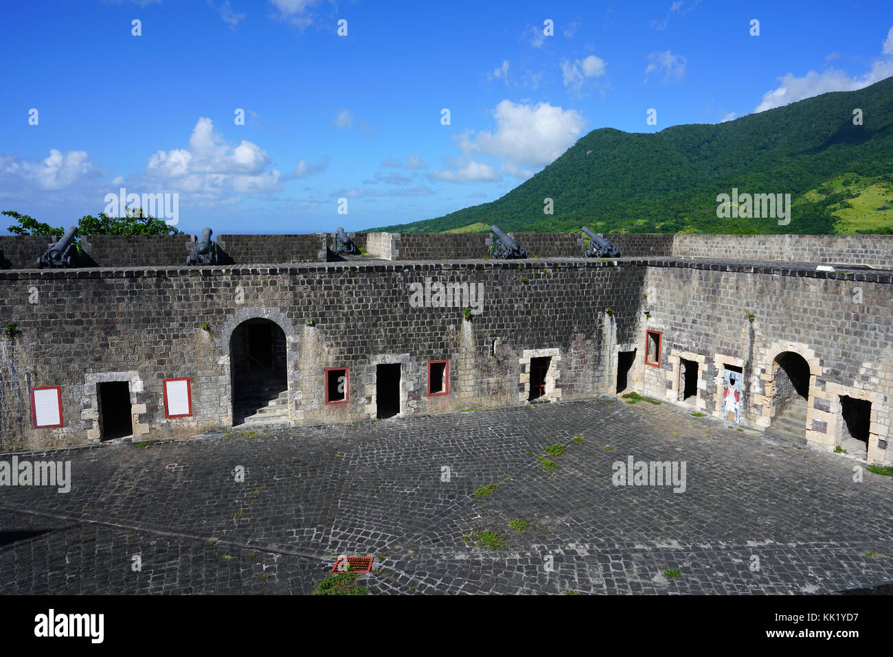 Die festung Brimstone Hill National Park, ein UNESCO-Weltkulturerbe auf der Insel St. Kitts (St. Christopher) Stockfoto