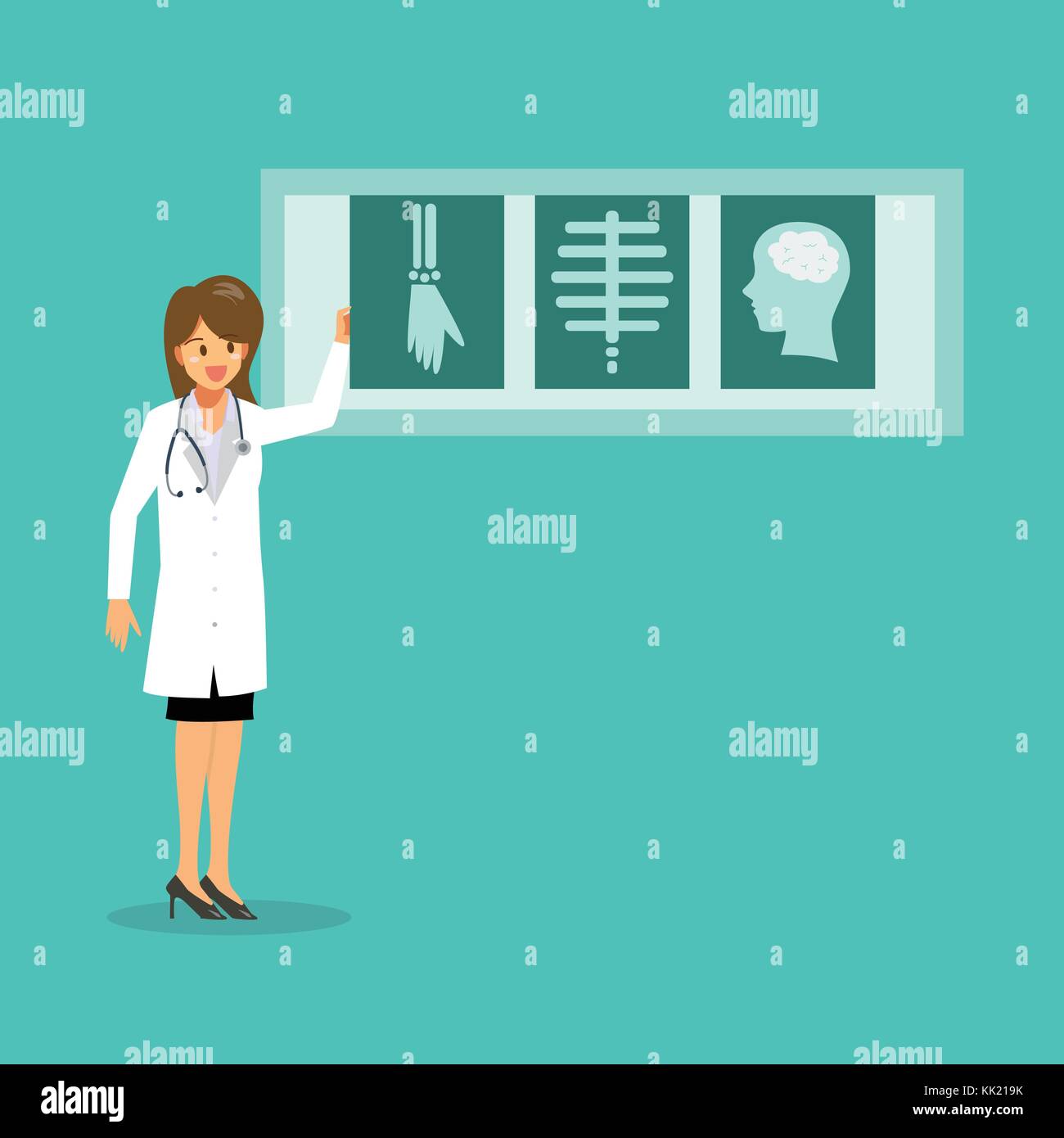 Doktor mit Xray Filme. Vector Illustration Stock Vektor