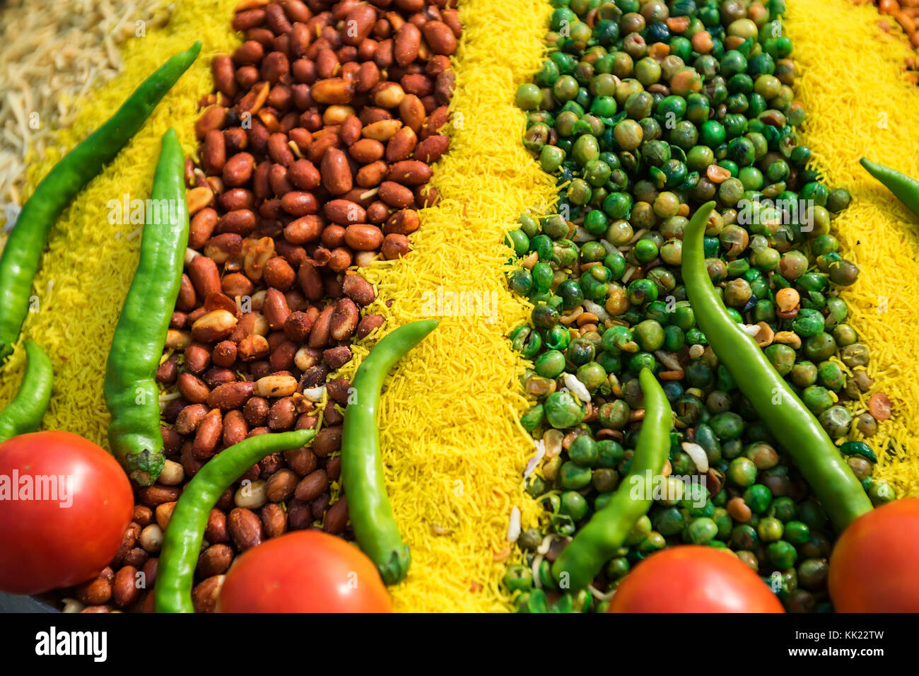 Closeup vegetarische indische Gericht mit Erbsen und Bohnen Stockfoto