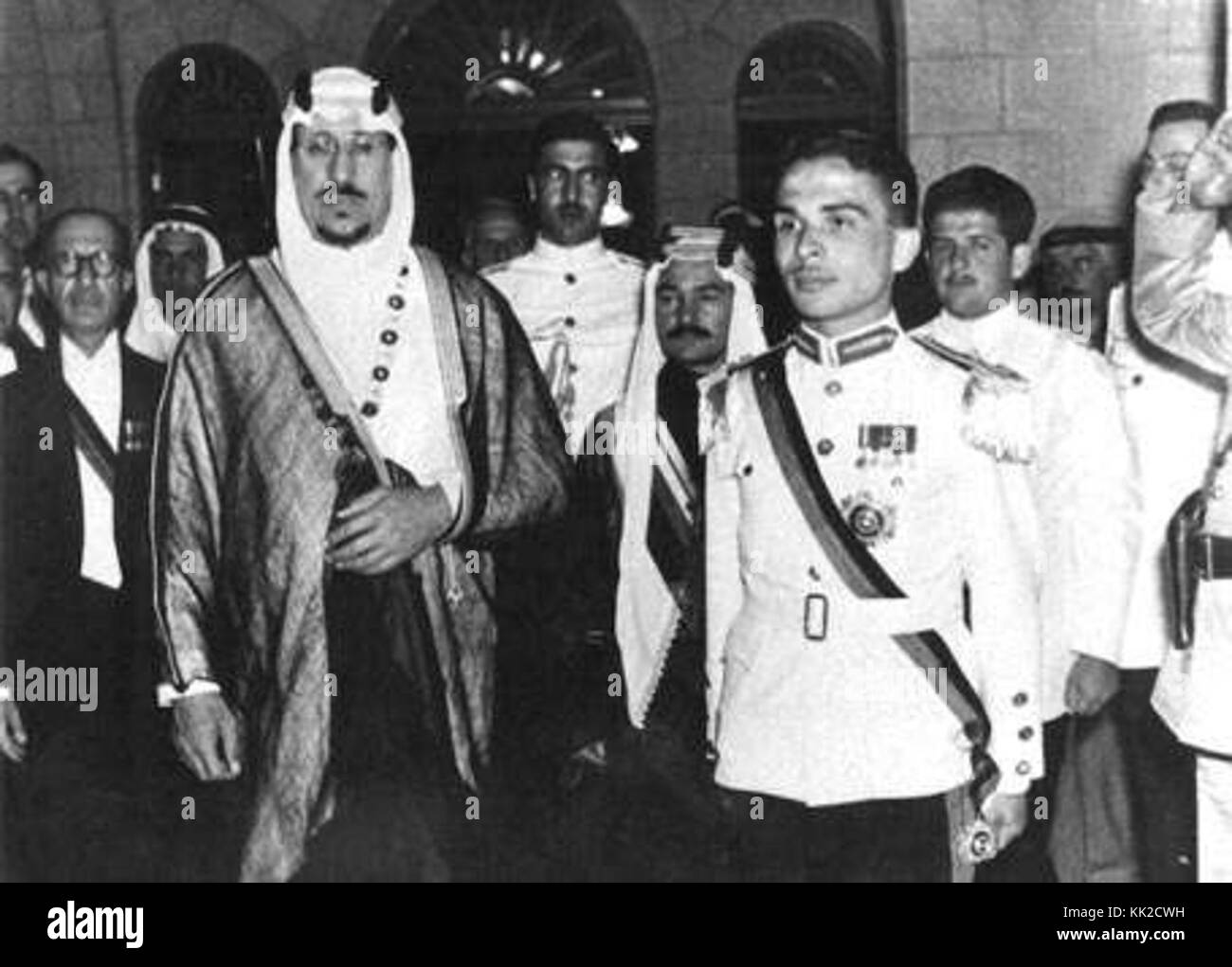 König Hussein von Jordanien mit King Saud Bin Abdul Aziz Saudi-arabien 1954 Stockfoto