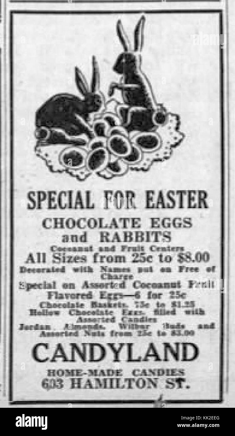 1930 Candyland Ad 17 Apr MC Allentown PA Stockfoto