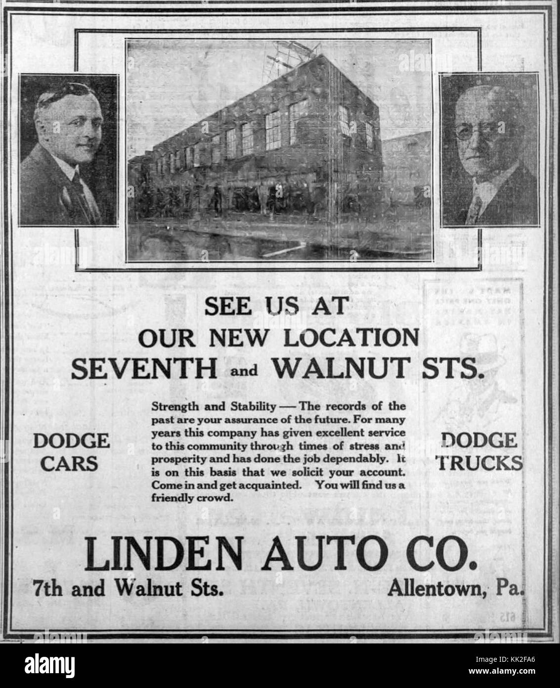 1930 Linden Auto Firma 3 Apr MC Allentown PA Stockfoto