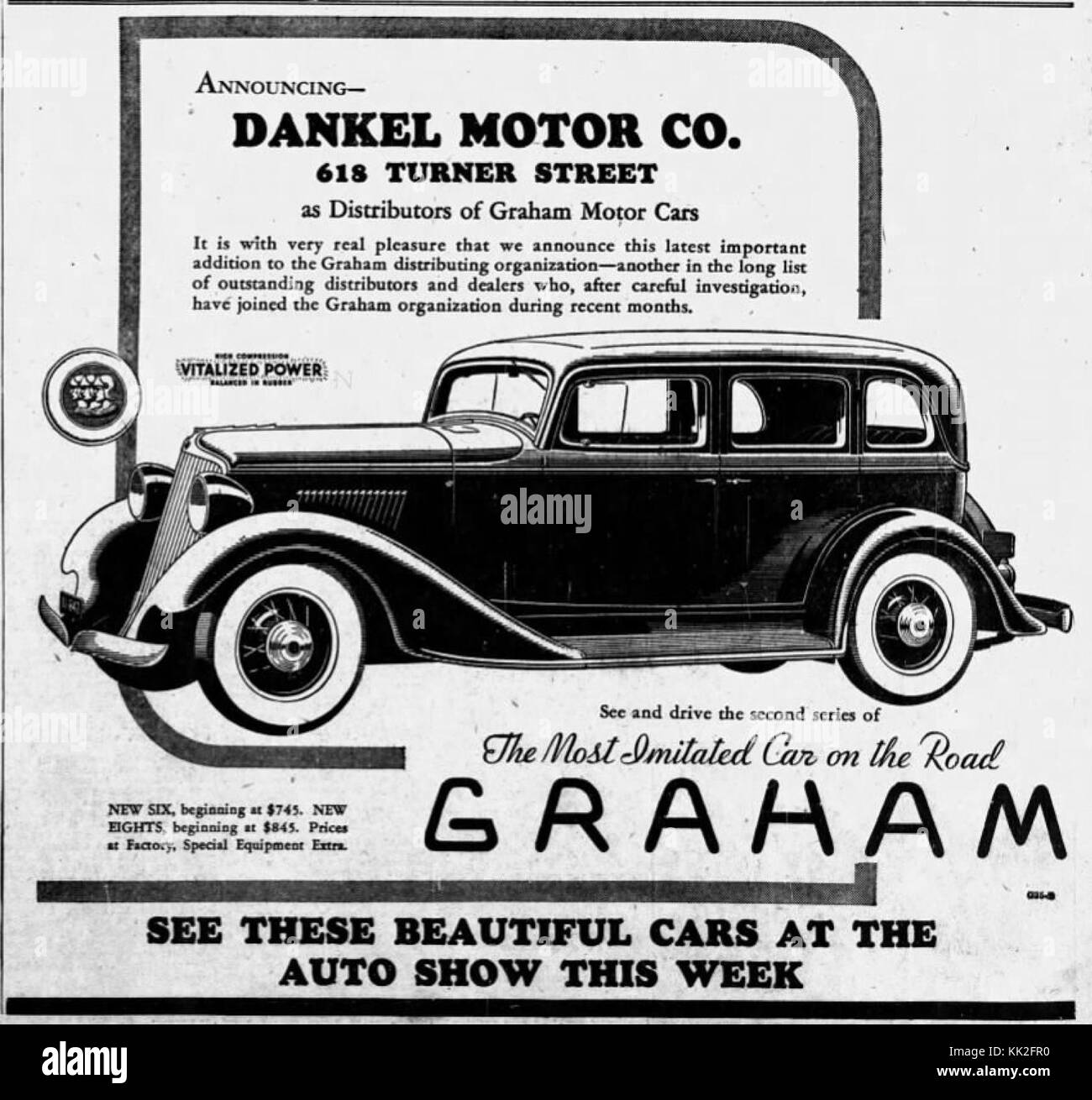 1933 Dankel Motor Company 18 Apr MC Allentown PA Stockfoto