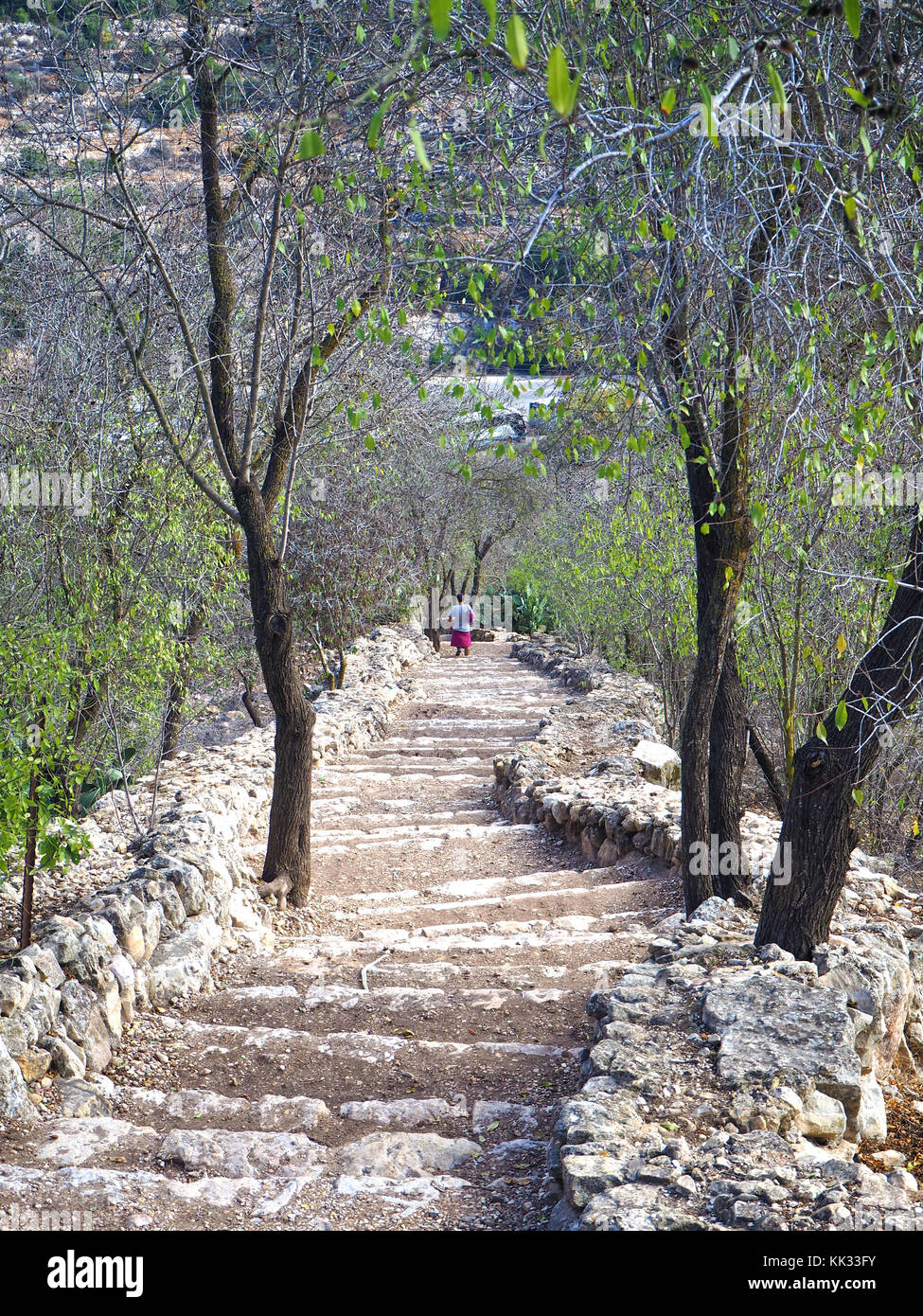 Alte Steintreppe in Jerusalem. Stockfoto