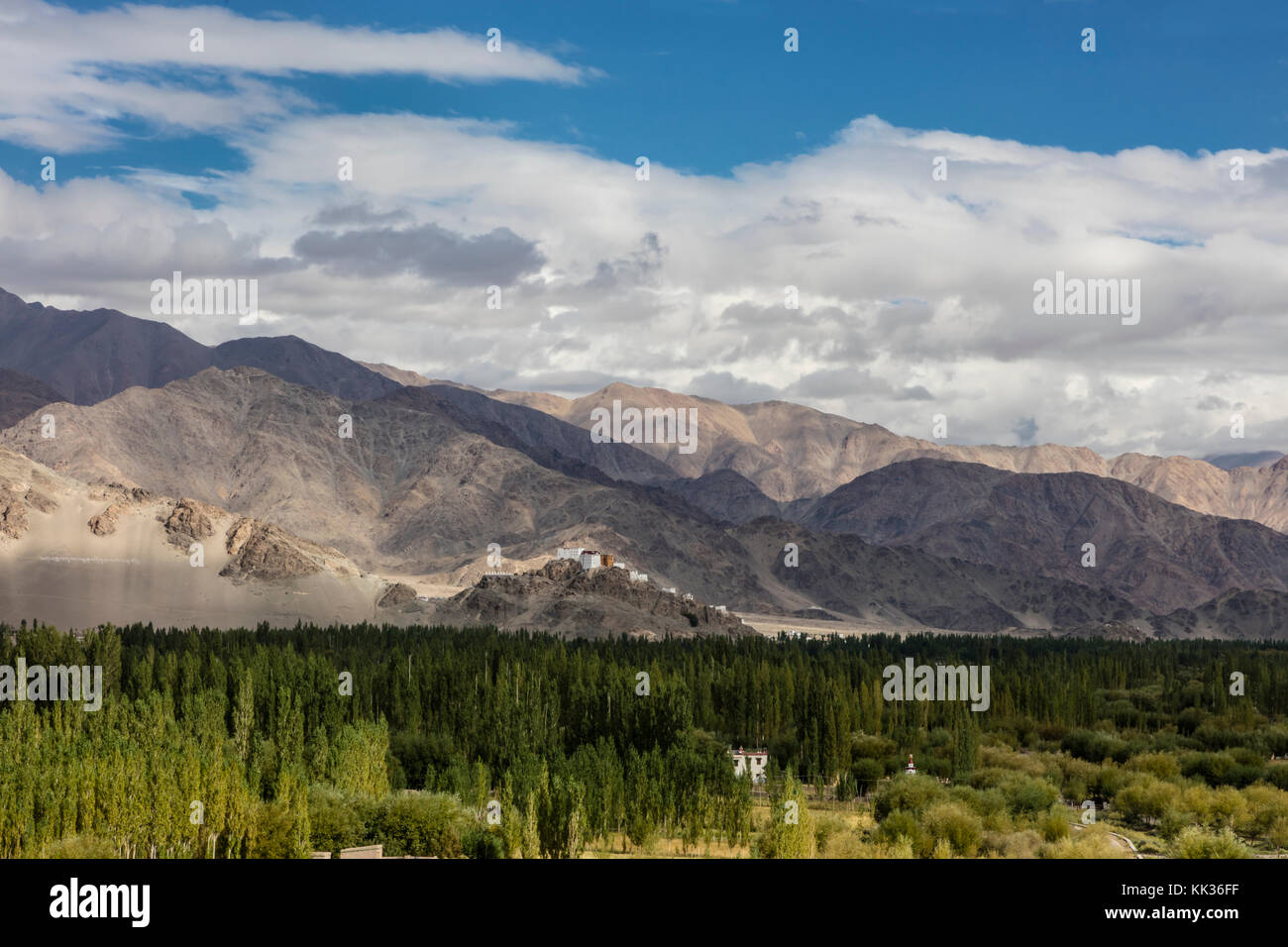 Blick auf DAS LEH-TAL von SHEY GOMPA - LEH-TAL, LADAKH Stockfoto