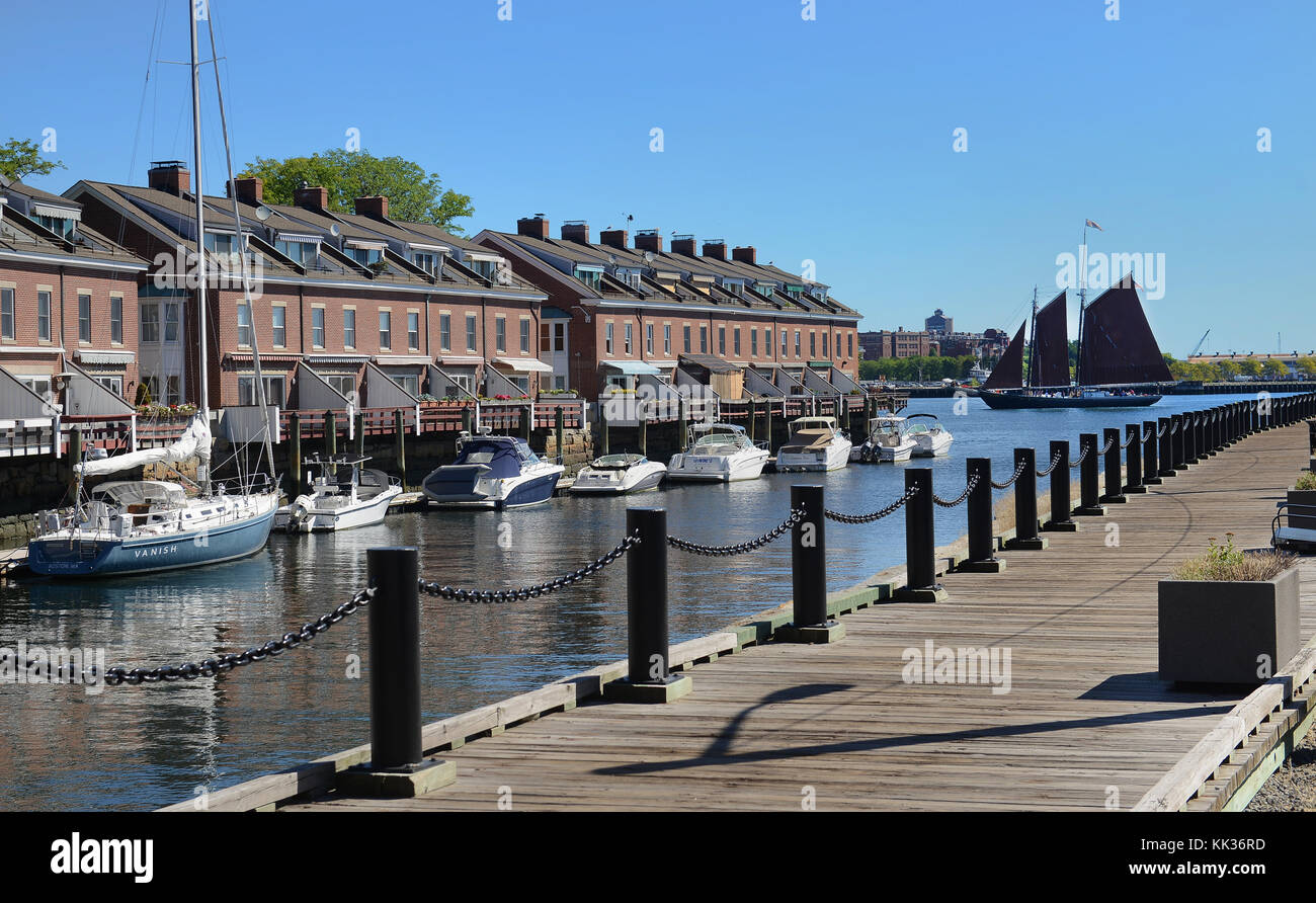 Holz- Schiff auf der Rückseite im Hafen von Boston Stockfoto