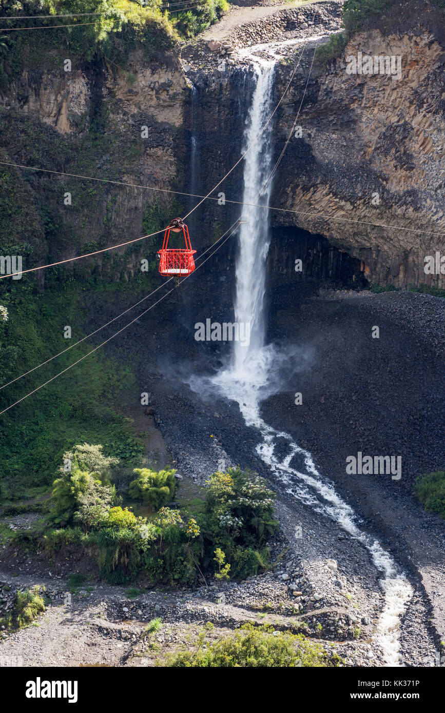 Bridal Veil (Manto de La Novia), Wasserfall in Kaskaden route, Banos, Ecuador Stockfoto