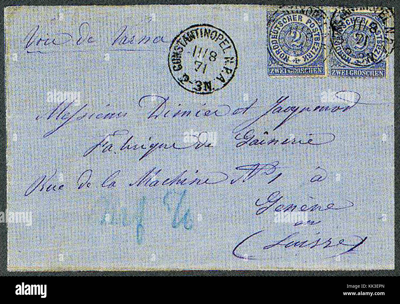 1871 2 Gr. NDP Constantinopel NPA Suisse Mi, 17. Stockfoto