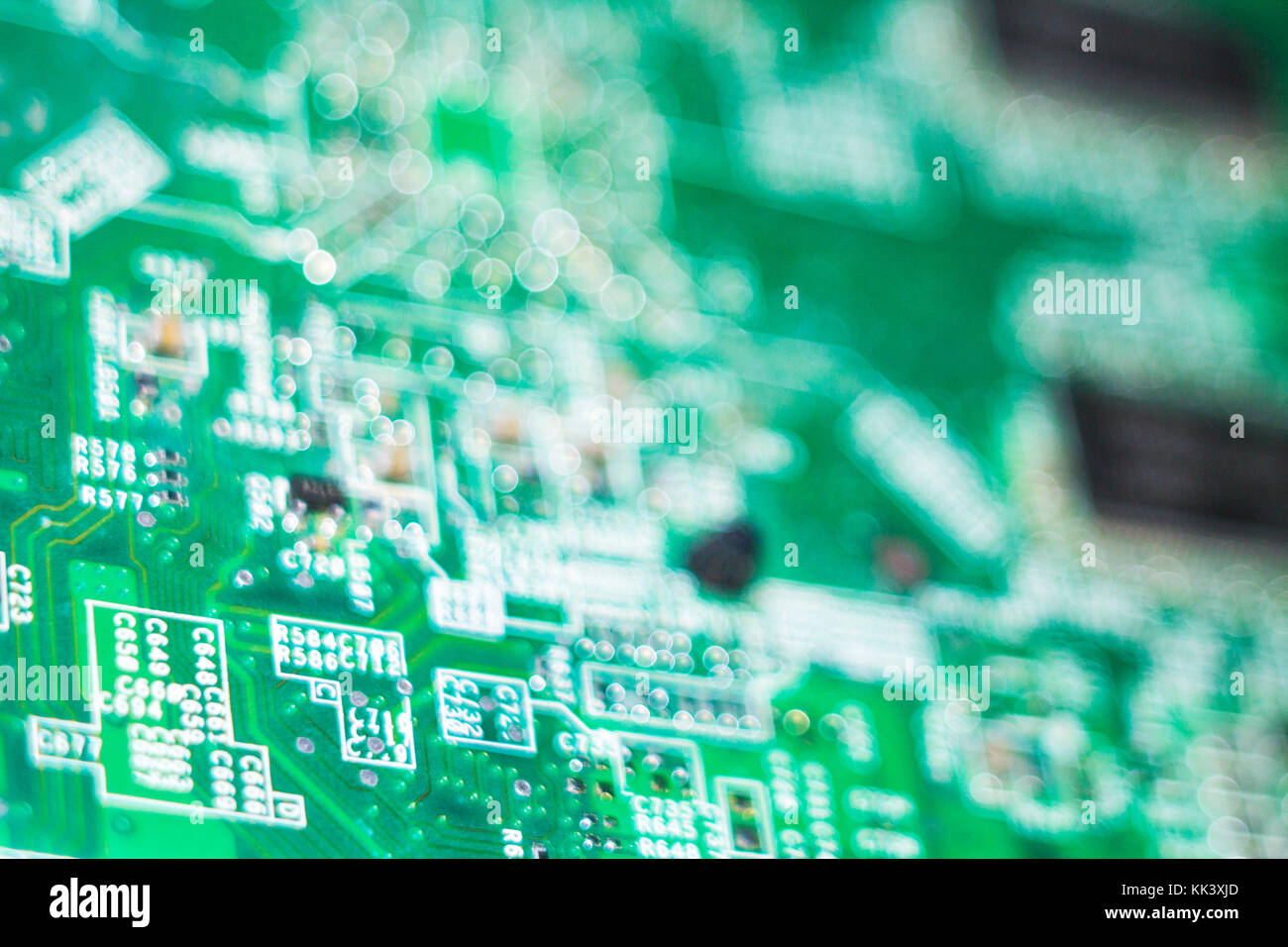 Computer in Makro. Verschiedene Details der Computer Komponenten in Nahaufnahme. Stockfoto