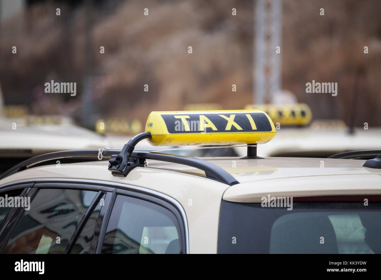 Taxischild Stockfoto