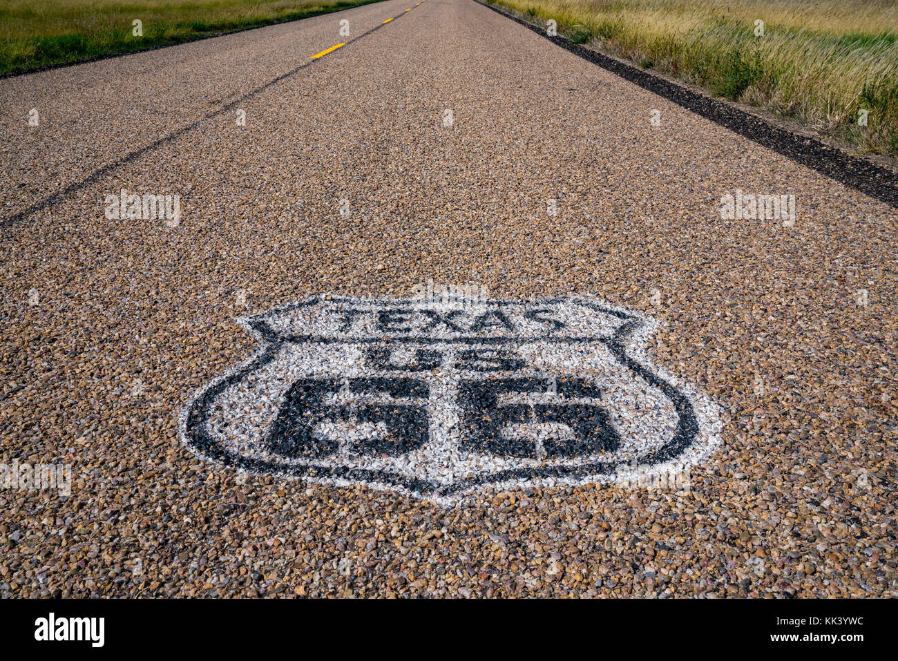 Die ikonischen Mutter Road, Route 66, Texas Stockfoto