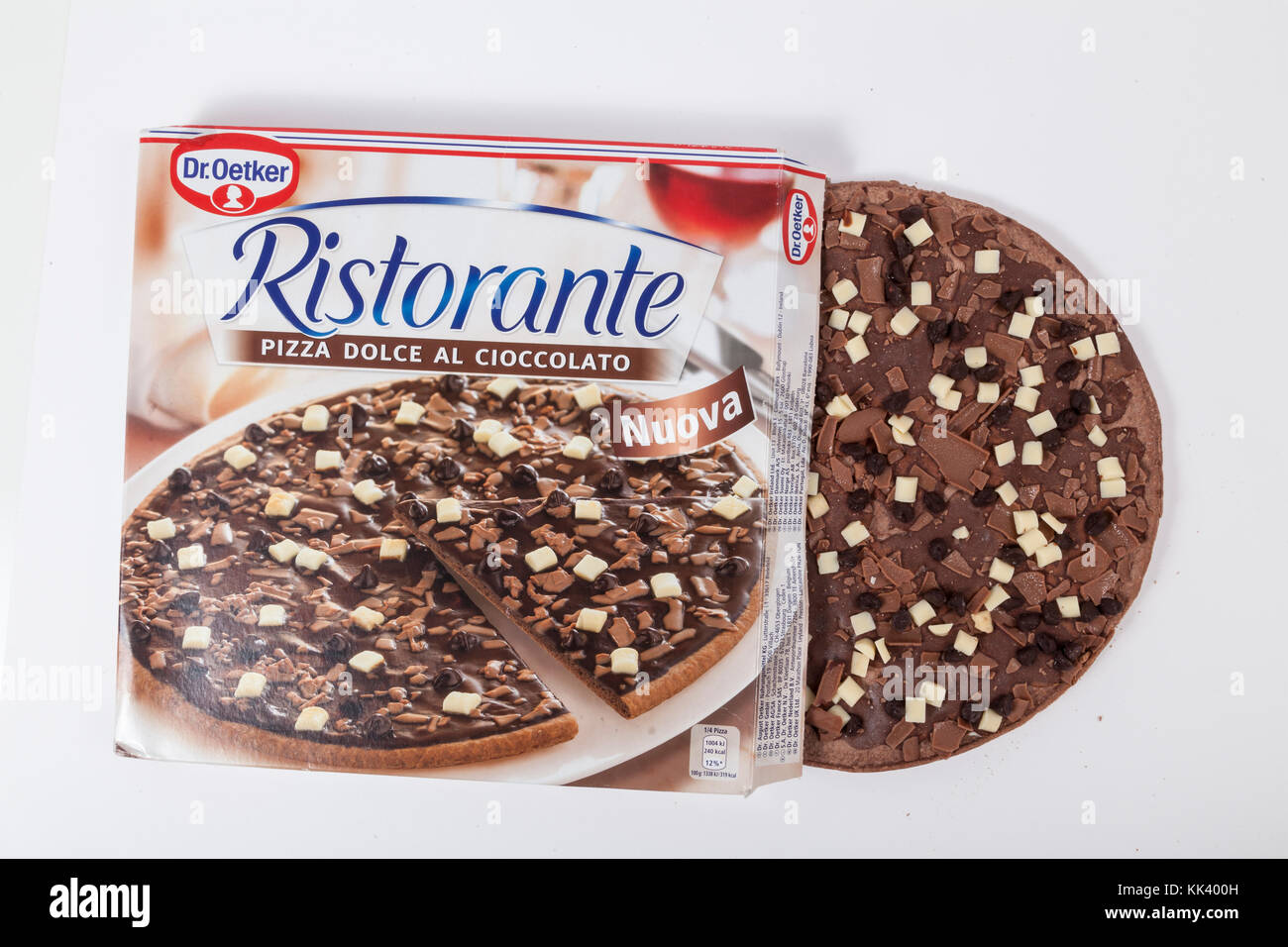 Schokolade Pizza von Dr. Oetker Stockfoto