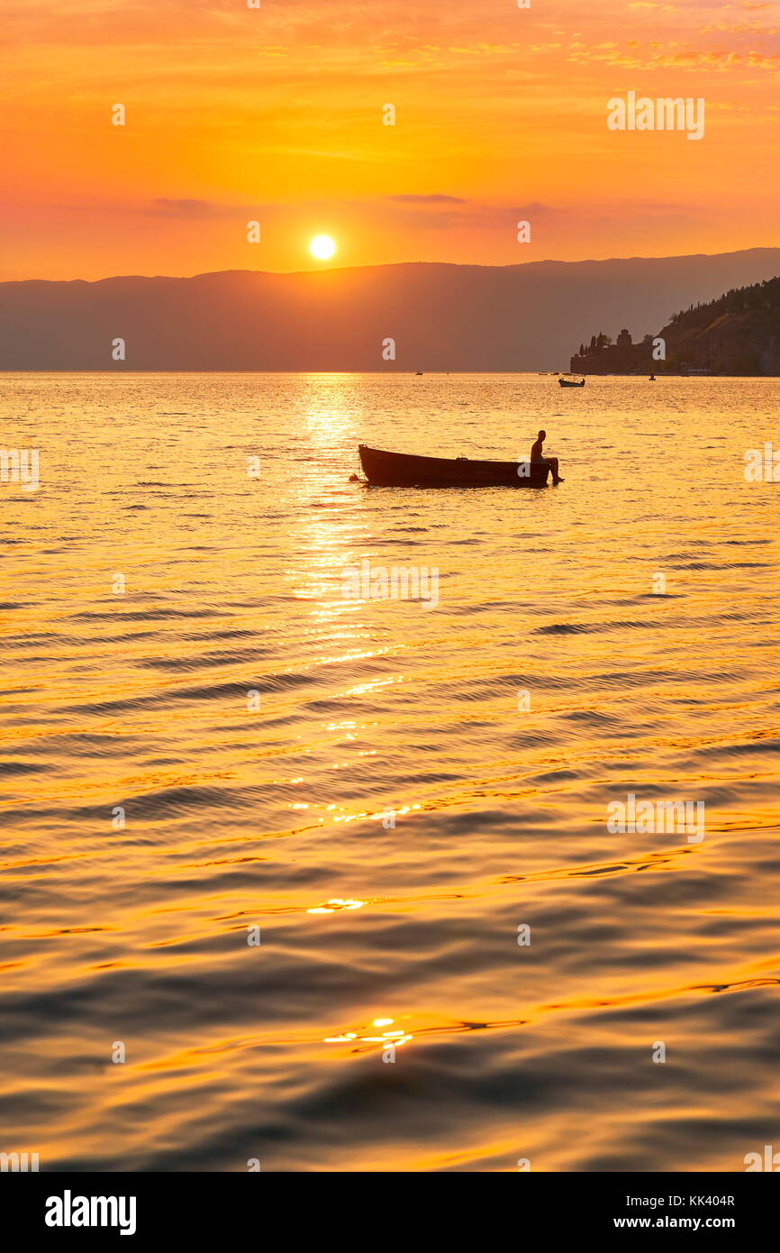 Ohrid See bei Sonnenuntergang, Mazedonien Stockfoto