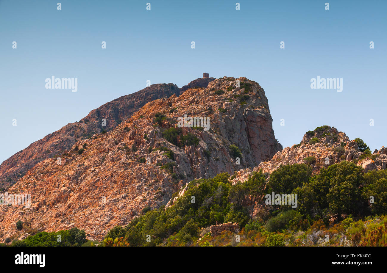 Berglandschaft der Insel Korsika. Corse-du-Sud, Piana region Stockfoto