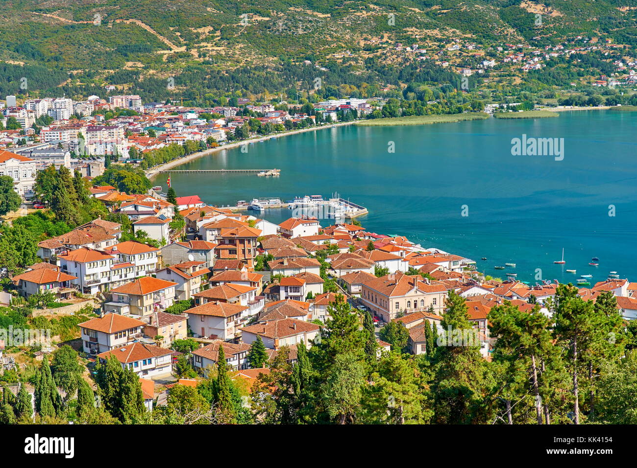 Antenne viev der Stadt Ohrid, Mazedonien Stockfoto