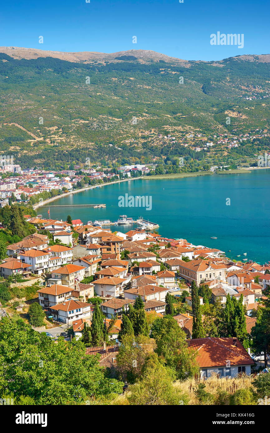 Antenne viev der Altstadt Stadt Ohrid, Mazedonien Stockfoto
