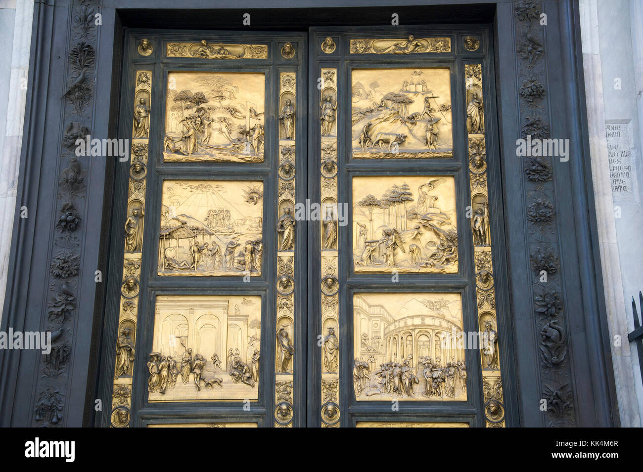 Osten Türen genannt Porta del Paradiso (Pforten des Paradieses) von Lorenzo Ghiberti der florentinischen Romanik Battistero di San Giovanni (Baptisterium des Hl. Stockfoto