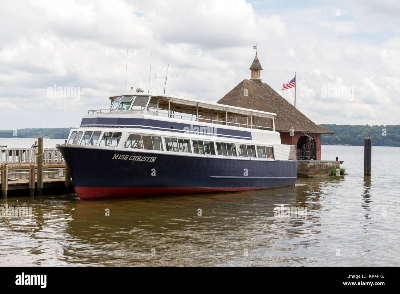 Die Miss Christin, Potomac River Boat Company, auf dem Mount Vernon Estate, Alexandria, Virginia. Stockfoto