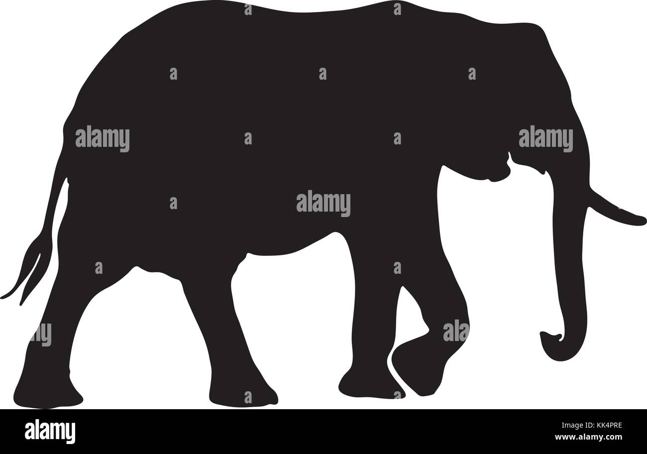 Schwarze und weiße Vektor Elefant Silhouette Stock Vektor