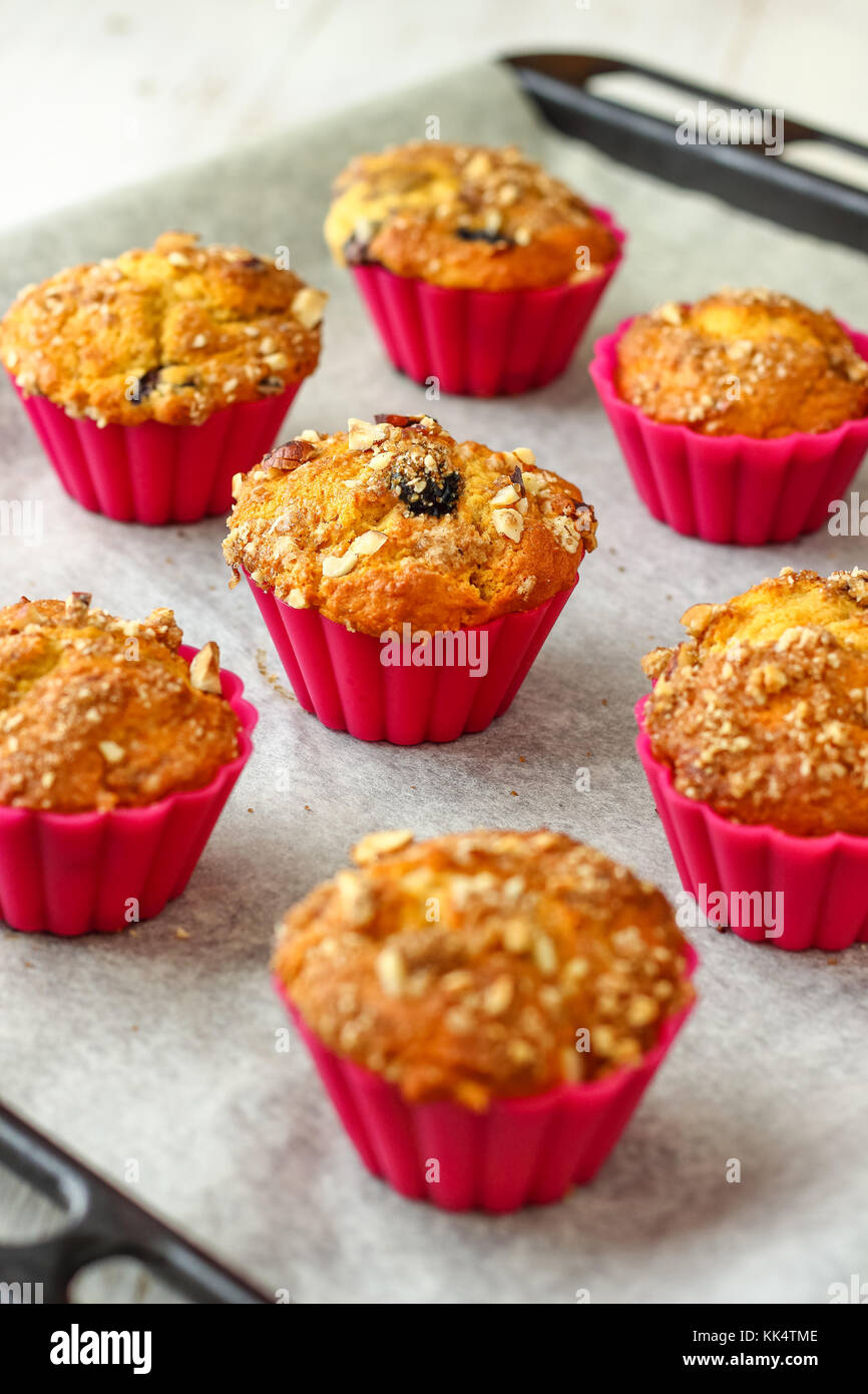 Dattel Muffins mit Heidelbeeren Stockfoto