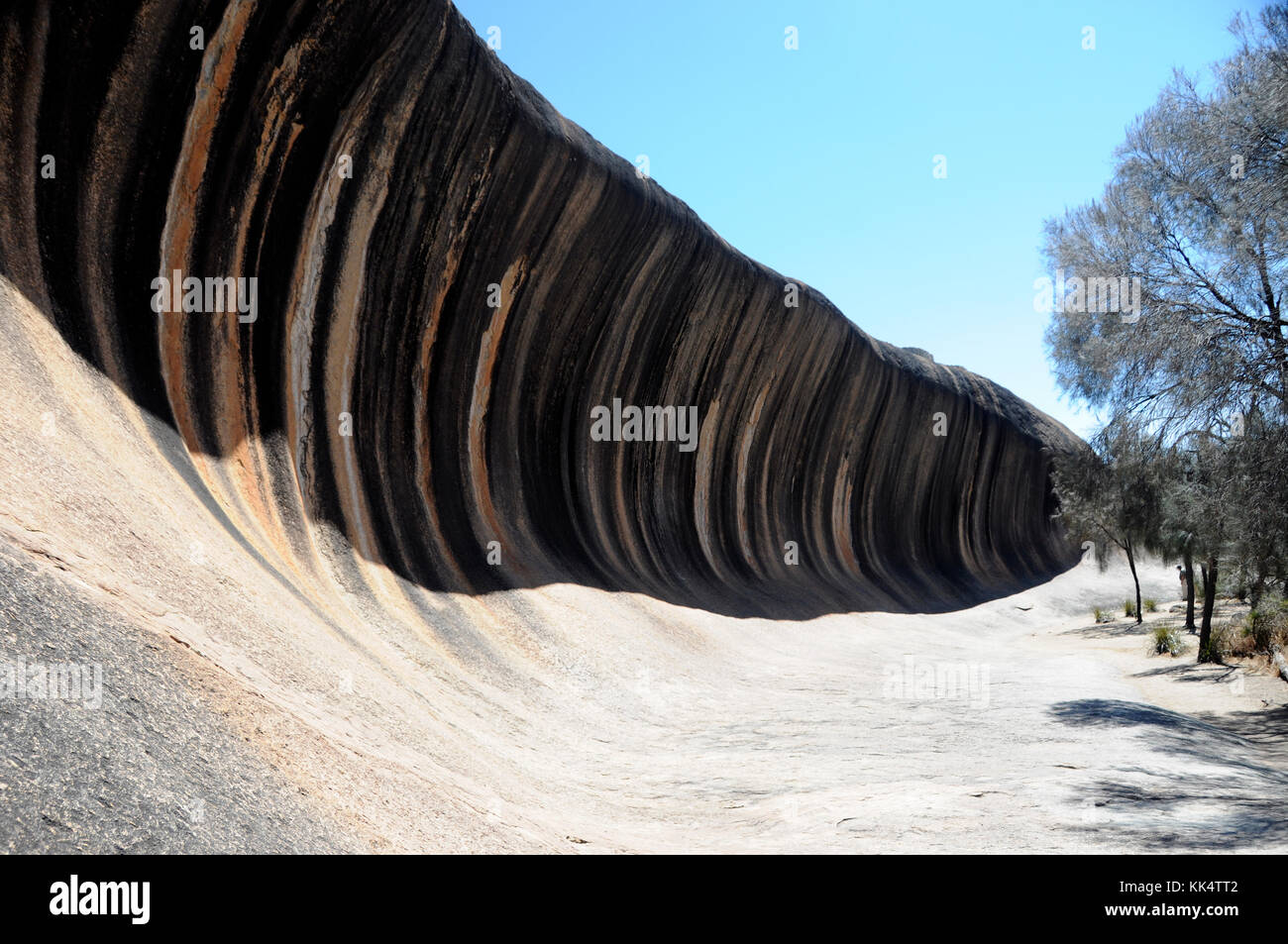 Wave Rock, befindet sich in einem Traum Zeit Geschichte der Ballardong Menschen, in dem er von der Regenbogenschlange erstellt wird Stockfoto