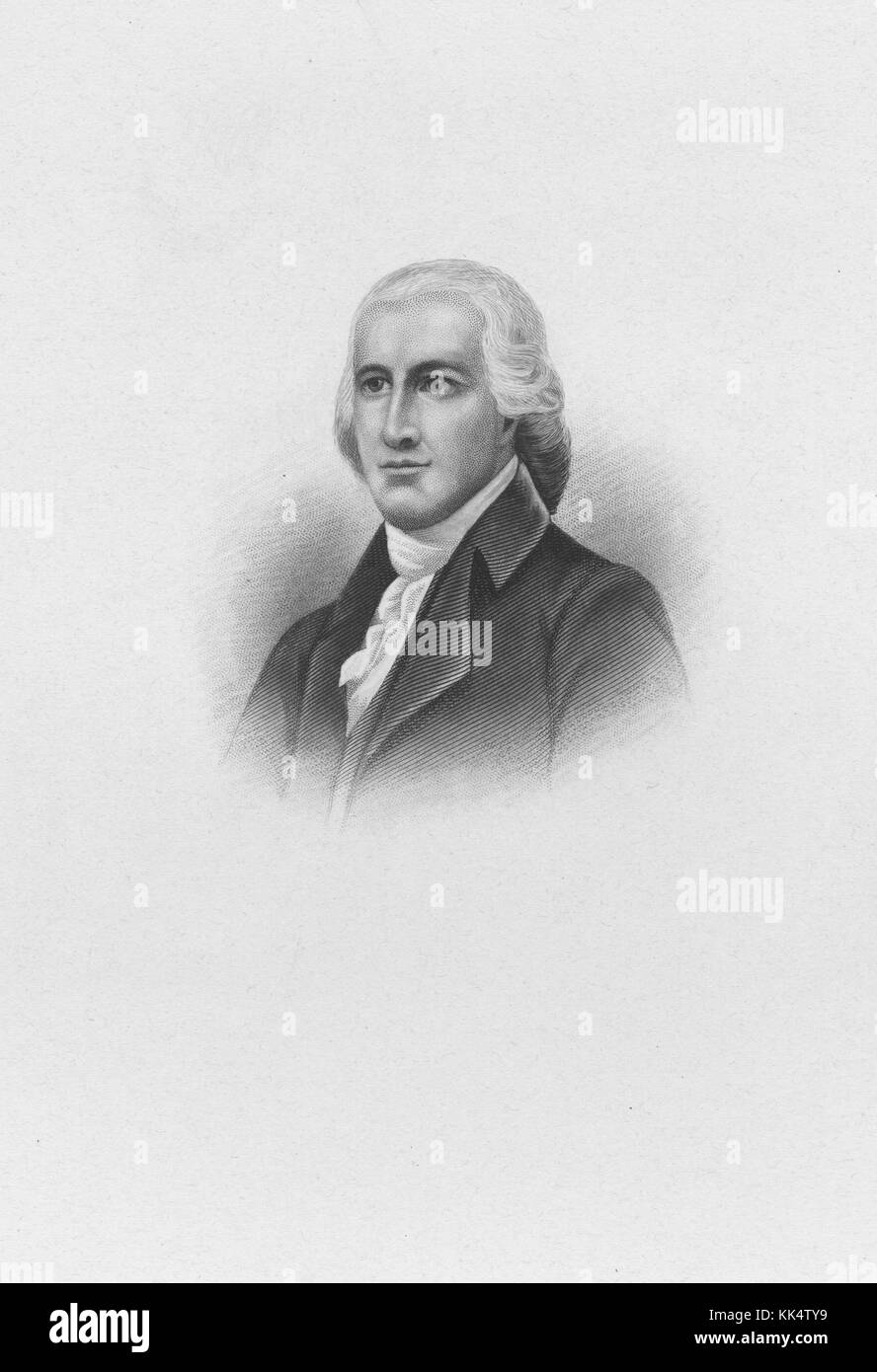 Ein Stich aus einem Porträt von Samuel Osgood, er war Kaufmann und Politiker, er diente in den staatlichen Legislativen von Massachusetts und New York, er war ein Vertreter des Kontinentalkongresses, er diente auch als erster Postmaster General der Vereinigten Staaten während George Washington's Präsidentschaft, Er war der erste Präsident der City Bank of New York, die ging auf Citibank, New York, 1832. Aus der New York Public Library. Stockfoto