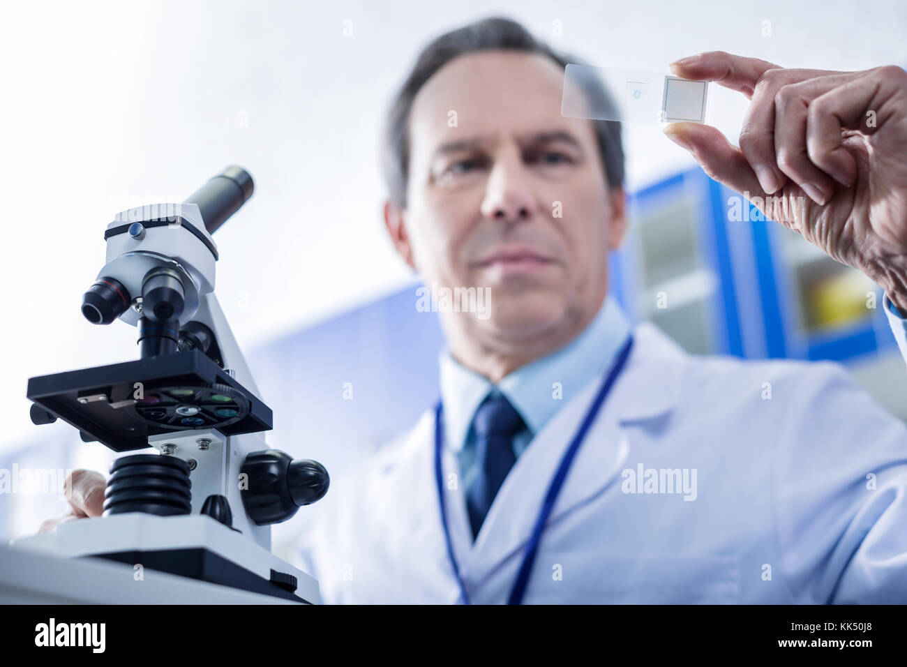 Selektiver Fokus der Mikroskop Ausrüstung Stockfoto