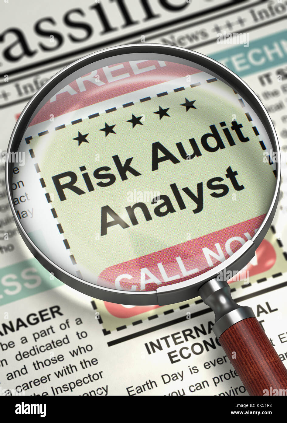 Wir stellen Risiko audit Analyst. 3d. Stockfoto