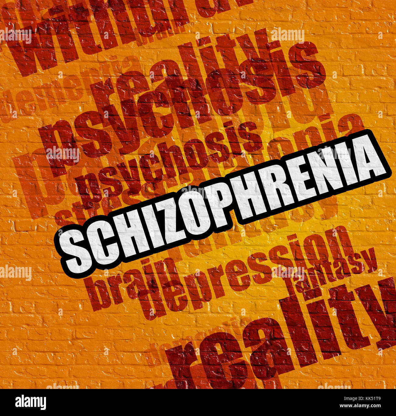 Healthcare Konzept: Schizophrenie auf der gelben wand. Stockfoto