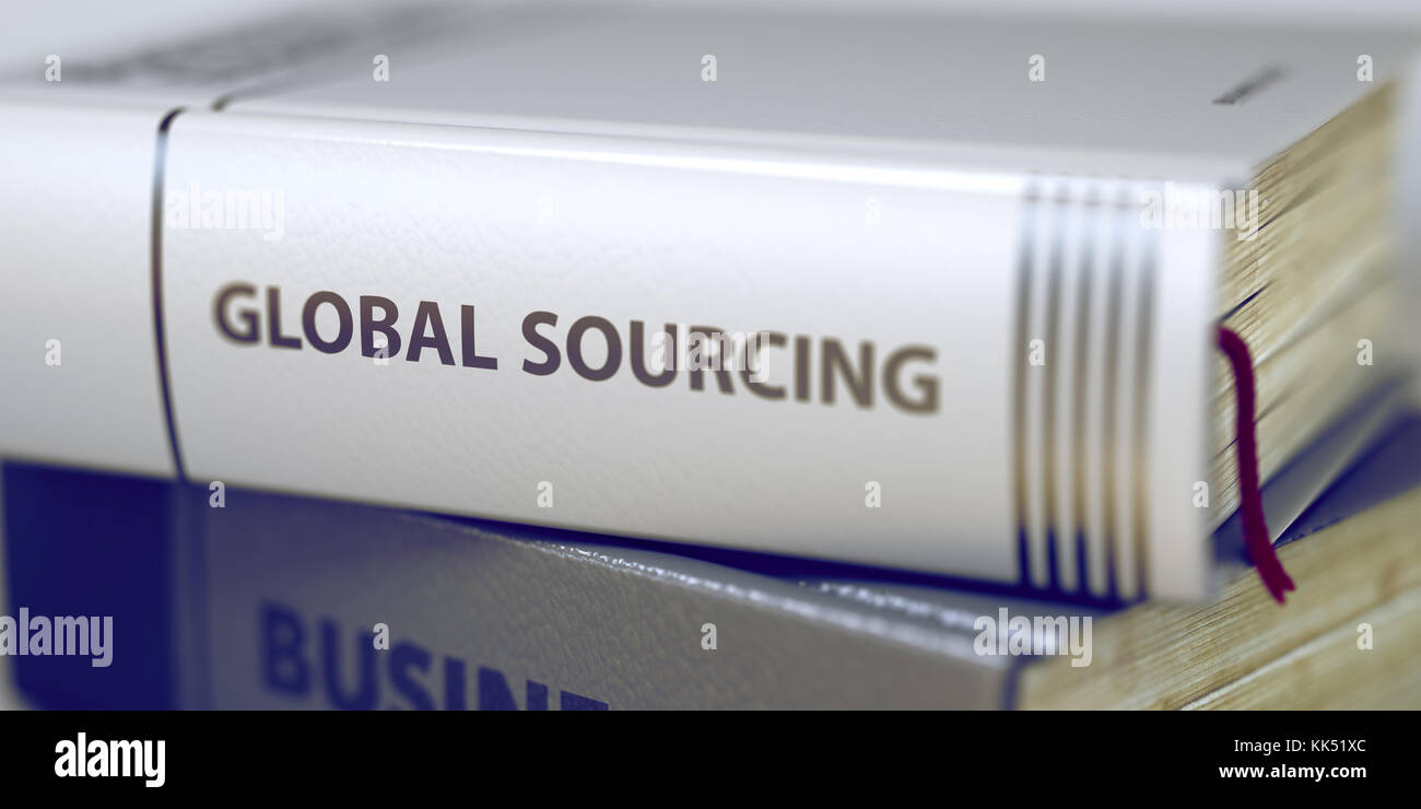 Global Sourcing. Buch Titel auf dem Buchrücken. 3d. Stockfoto