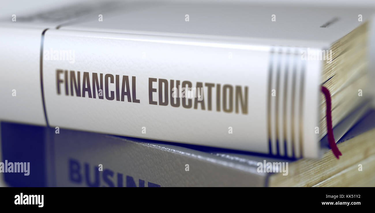Buch Titel der finanziellen Bildung. 3d. Stockfoto
