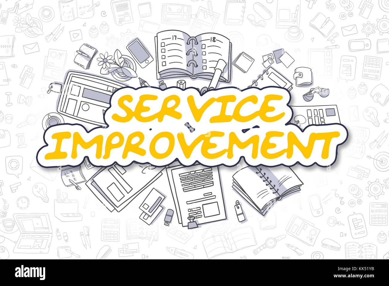 Service Improvement - Cartoon gelb Wort. Stockfoto
