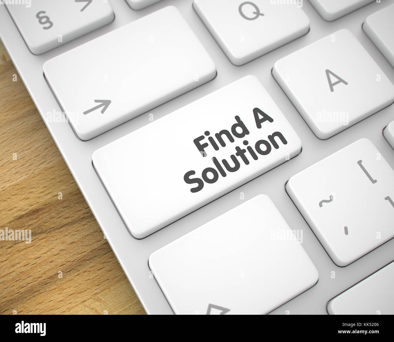 Eine Lösung, die auf der Weißen Tastatur Tastatur finden. 3d. Stockfoto