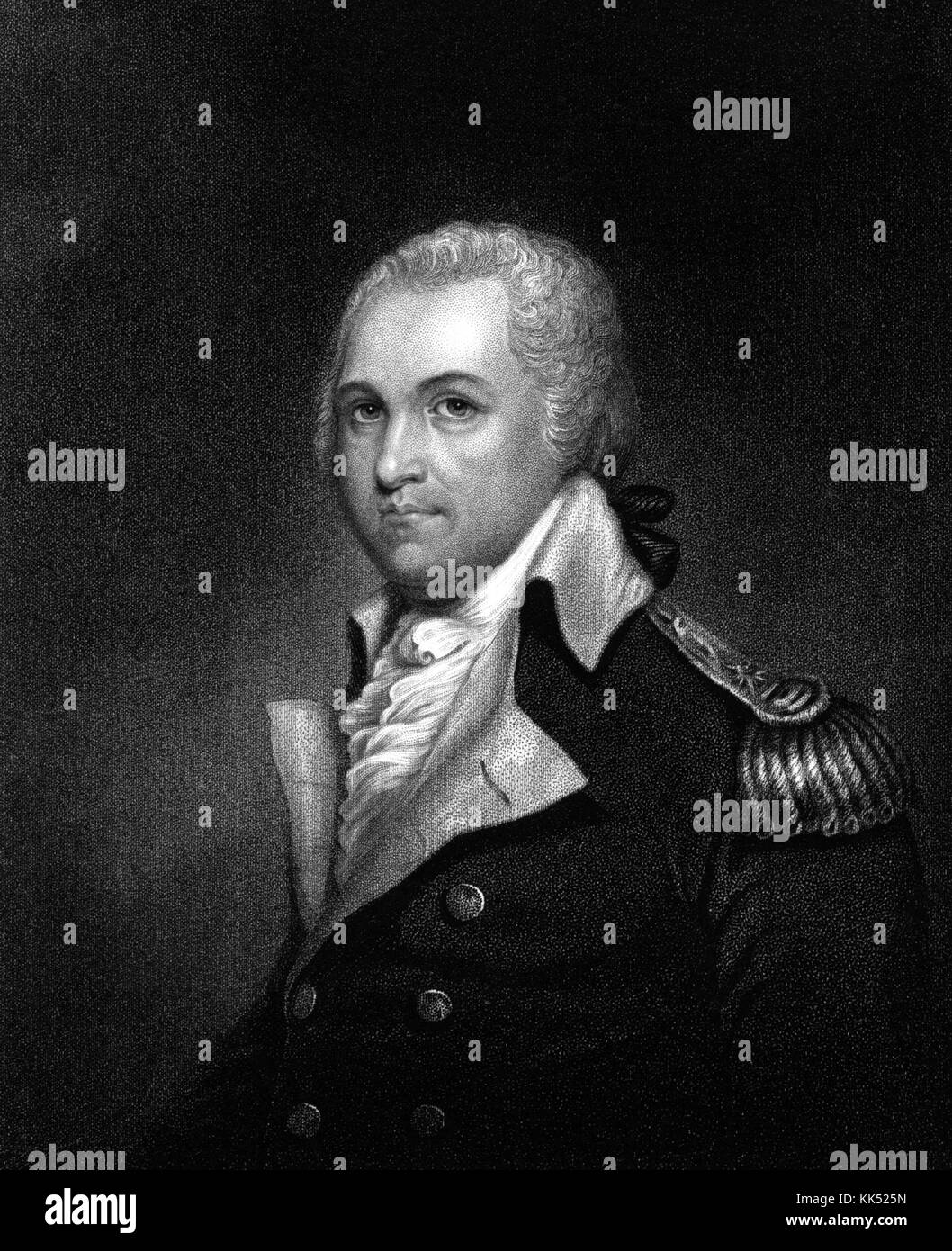 Graviertes Porträt von Henry Lee III., neunter Gouverneur von Virginia und als Repräsentant von Virginia im US-Kongress während der Amerikanischen Revolution, diente als Kavallerie-Offizier in der Kontinentalarmee und erhielt den Spitznamen „Light-Horse Harry“, war der Vater des konföderierten Generals Robert E Lee, 1881. Aus der New York Public Library. Stockfoto