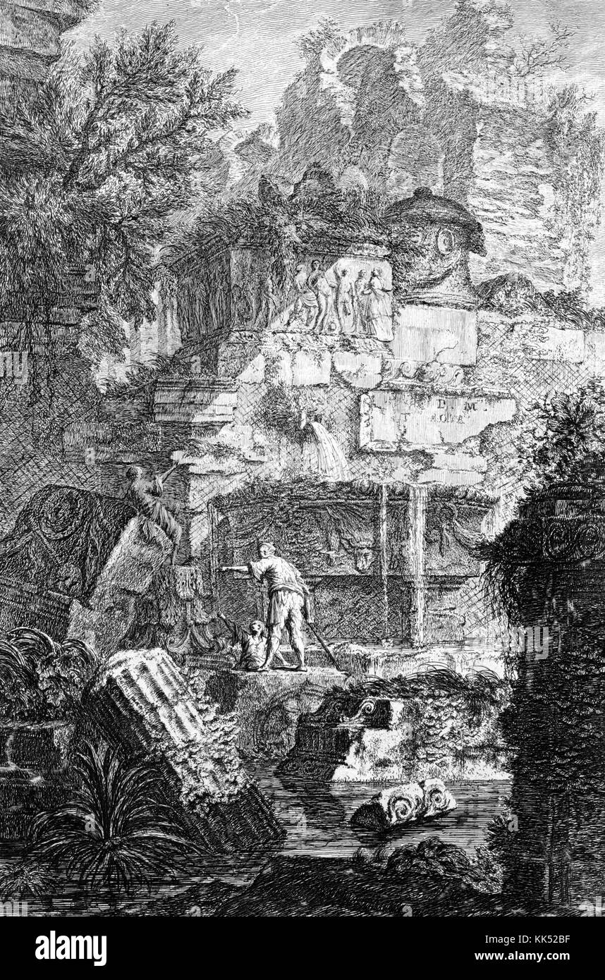 Ruinen des antiken Grabes, Italien, 1749. Aus der New York Public Library. Stockfoto