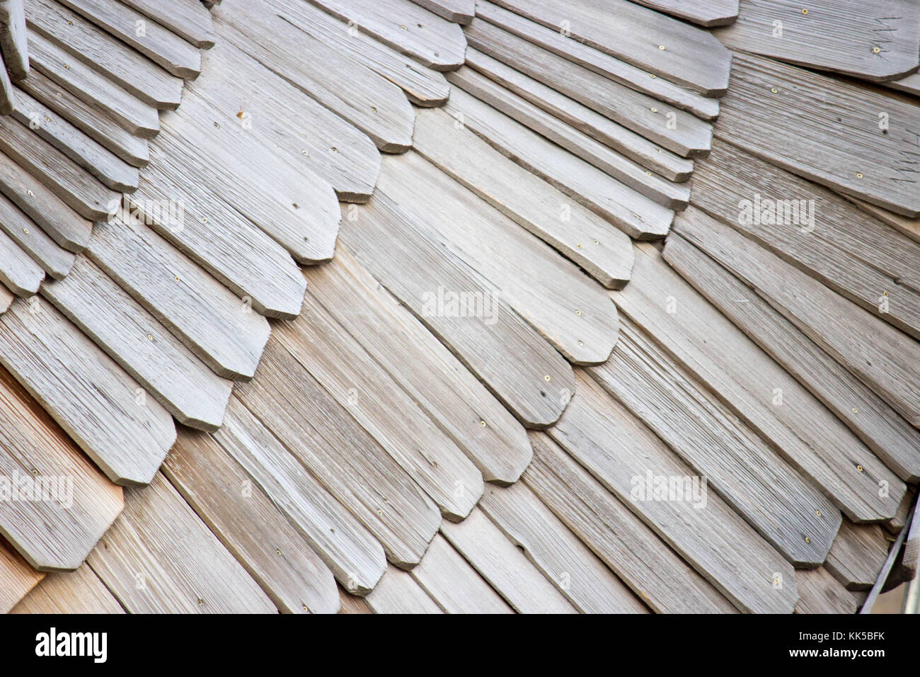 Nahaufnahme der Detail- und Textur des verblichenen Holzplatten Stockfoto