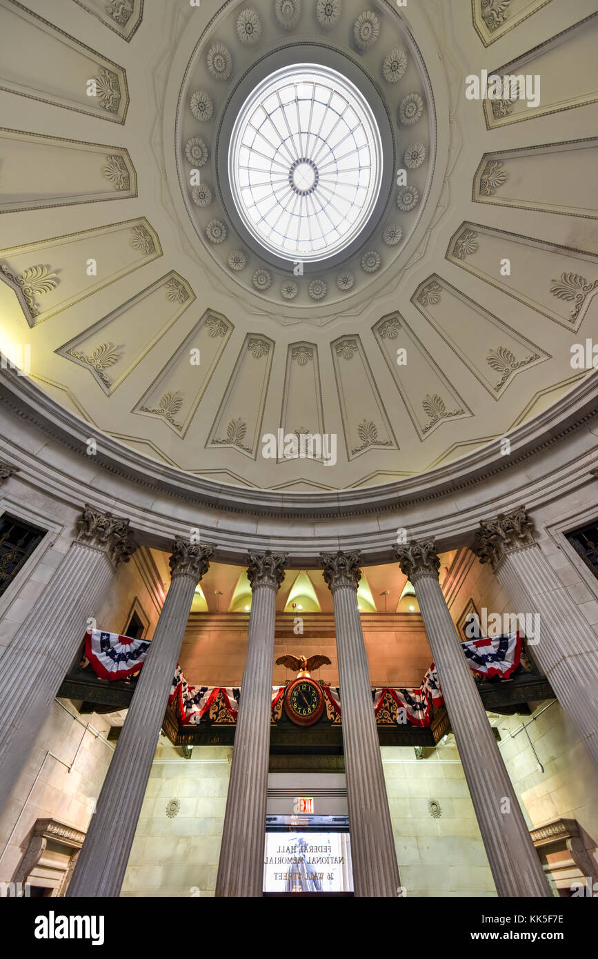 Innenraum der Federal Hall an der Wall Street. George Washington hat den Amtseid als erster Präsident, und Diese Seite war die Heimat des ersten Congres Stockfoto