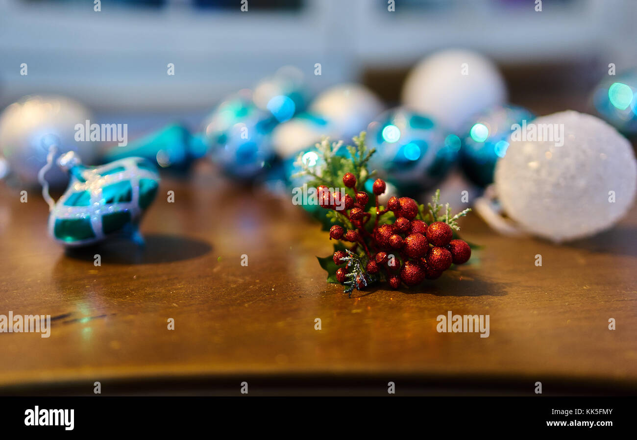 Nahaufnahme eines Weihnachten Mistel Dekoration Stockfoto