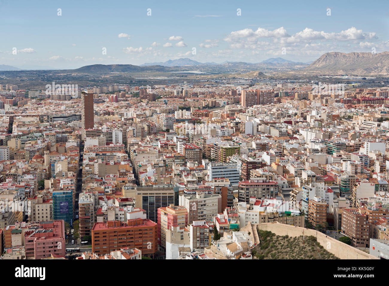 Alicante, Spanien Oktober 19, 2017: Blick auf die Stadt Alicante vom Schloss von Santa Barbara. Stockfoto