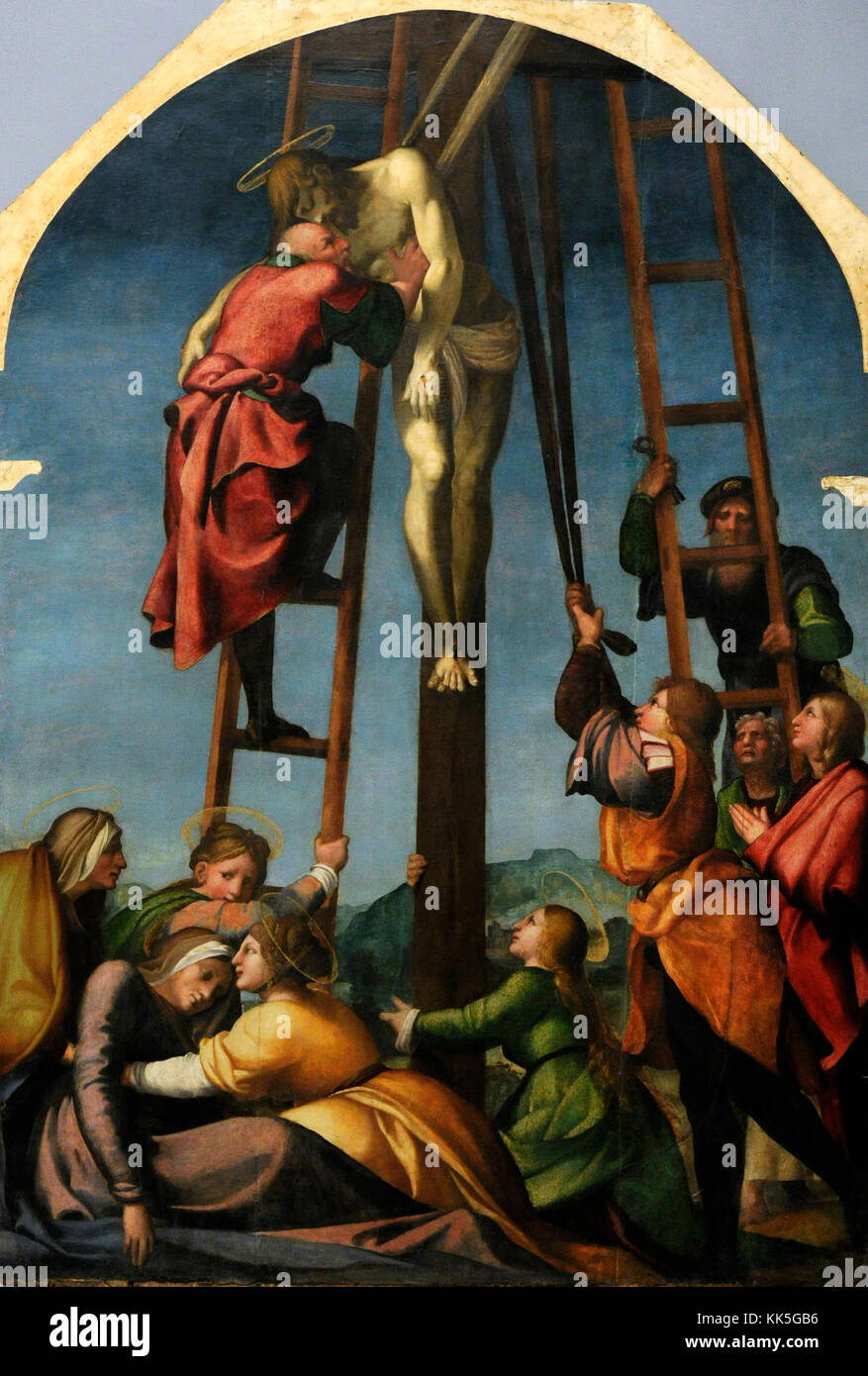 Andrea Sabatini da Salerno (1484-1530), italienischer Maler. Deposition, Ca. 1520. bourbon Collection. National Museum von Capodimonte. Neapel. Italien. Stockfoto