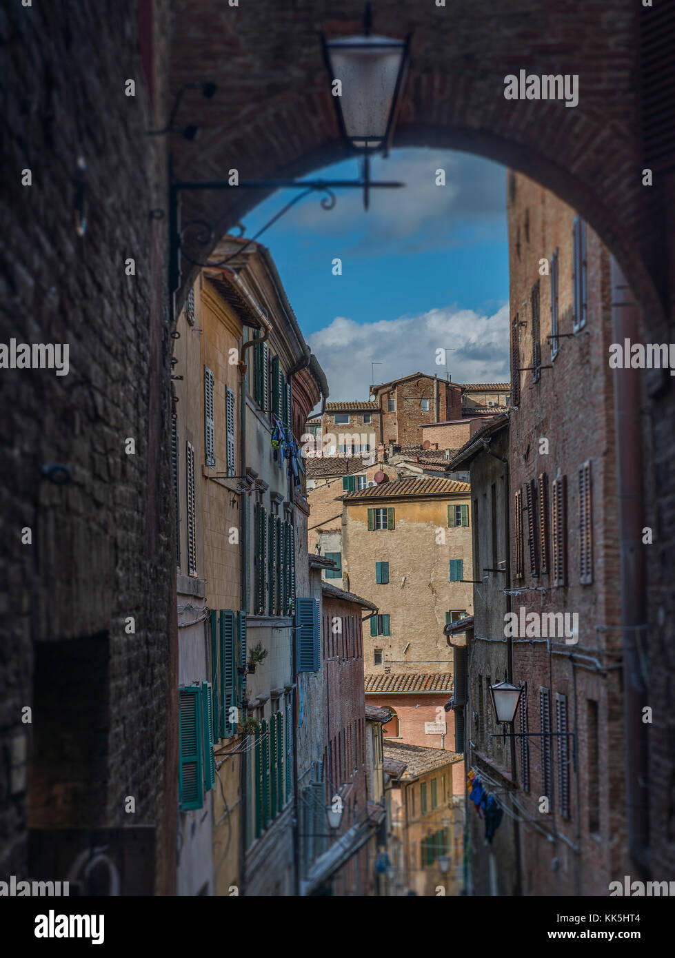 Siena, Italien, engen Straße Tag Zeit Stockfoto