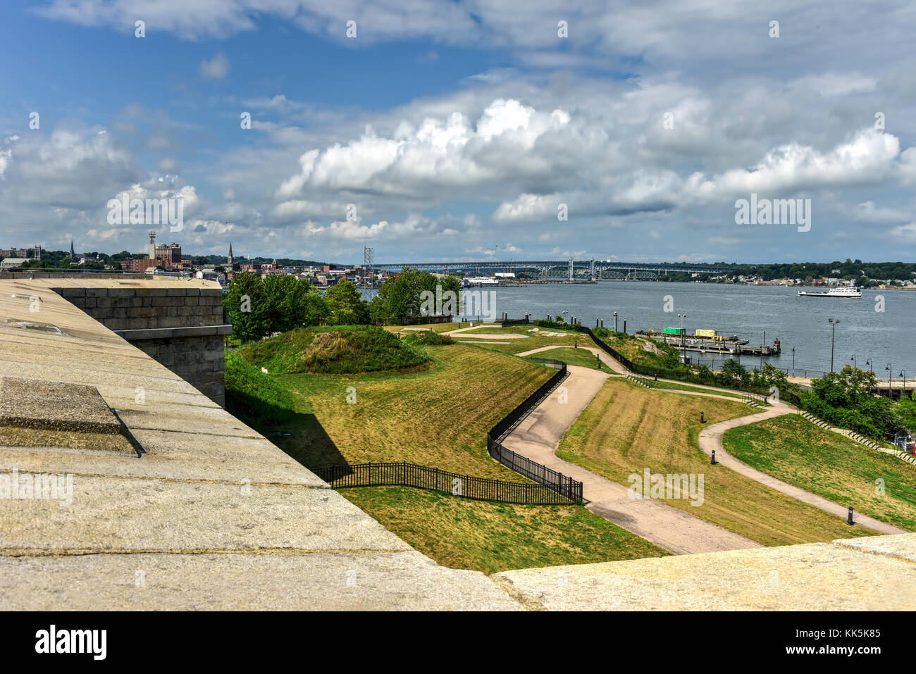 Fort Trumbull in New London, Connecticut entlang der atlantischen Küste, die in den ägyptischen Revival Stil im 19. Jahrhundert gebaut. Stockfoto