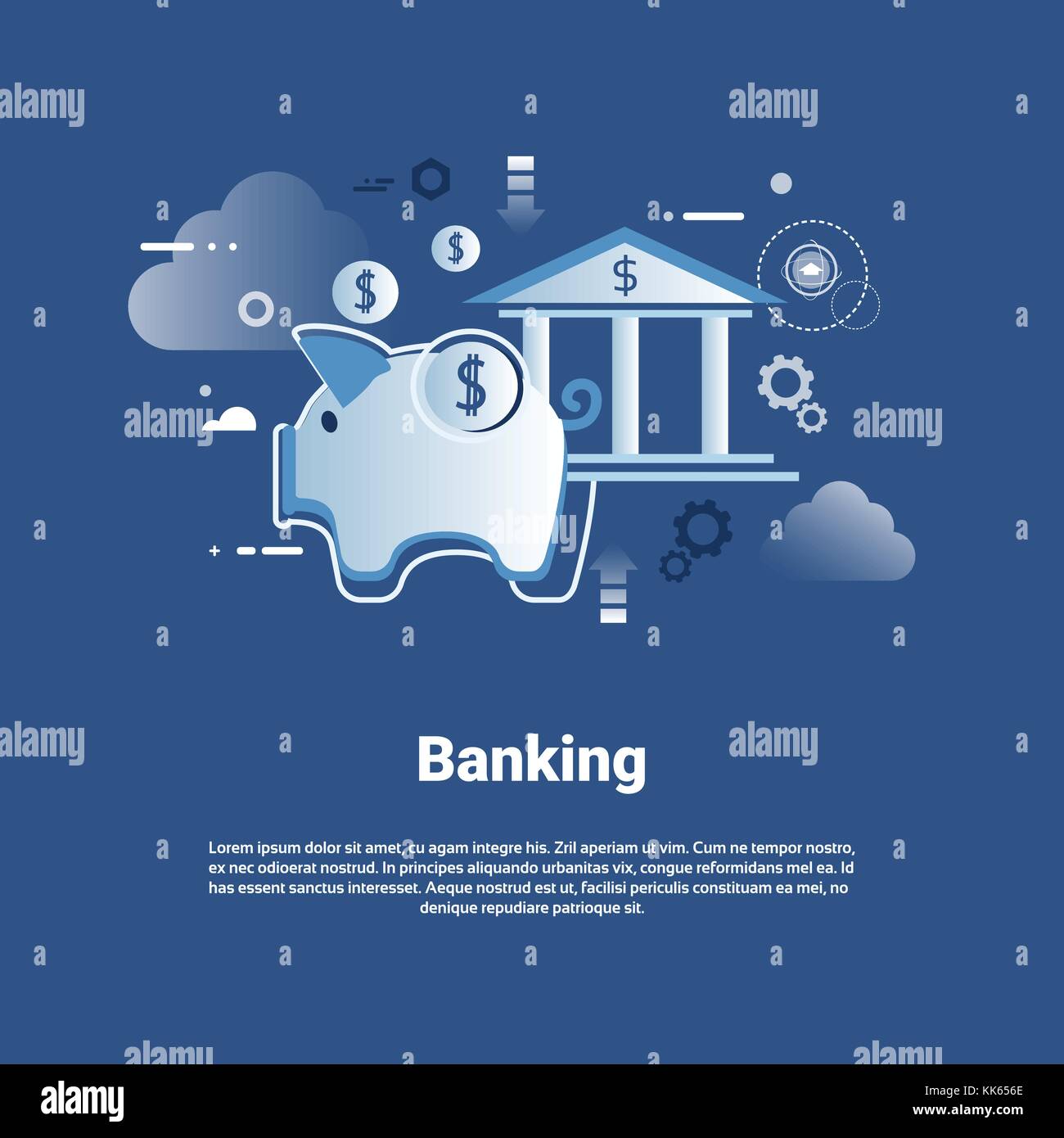 Banking Vorlage Web Banner mit Kopie Raum Geld zu sparen, Konzept Stock Vektor