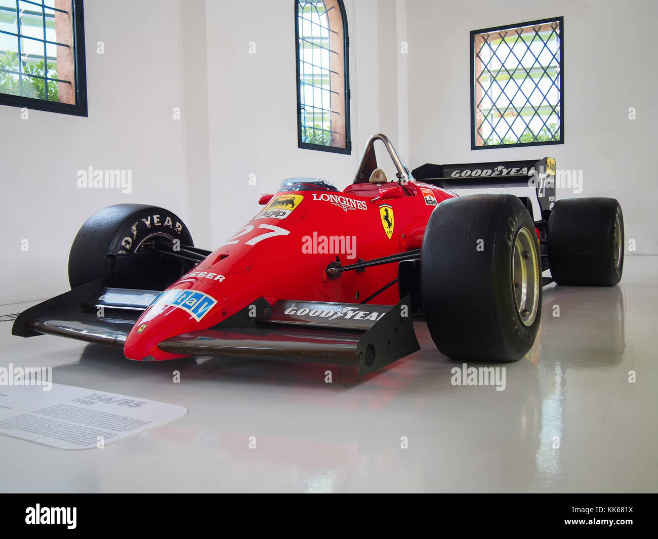 1985 F1 Ferrari 156/85 in der Enzo Ferrari Museum. Stockfoto
